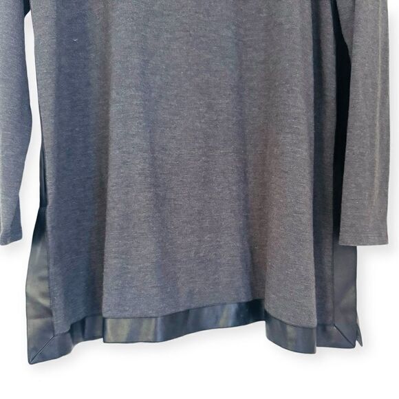 Soft Surroundings Gray Long Sleeve Faux Leather Trim Tunic Top Size Large - Picture 2 of 4